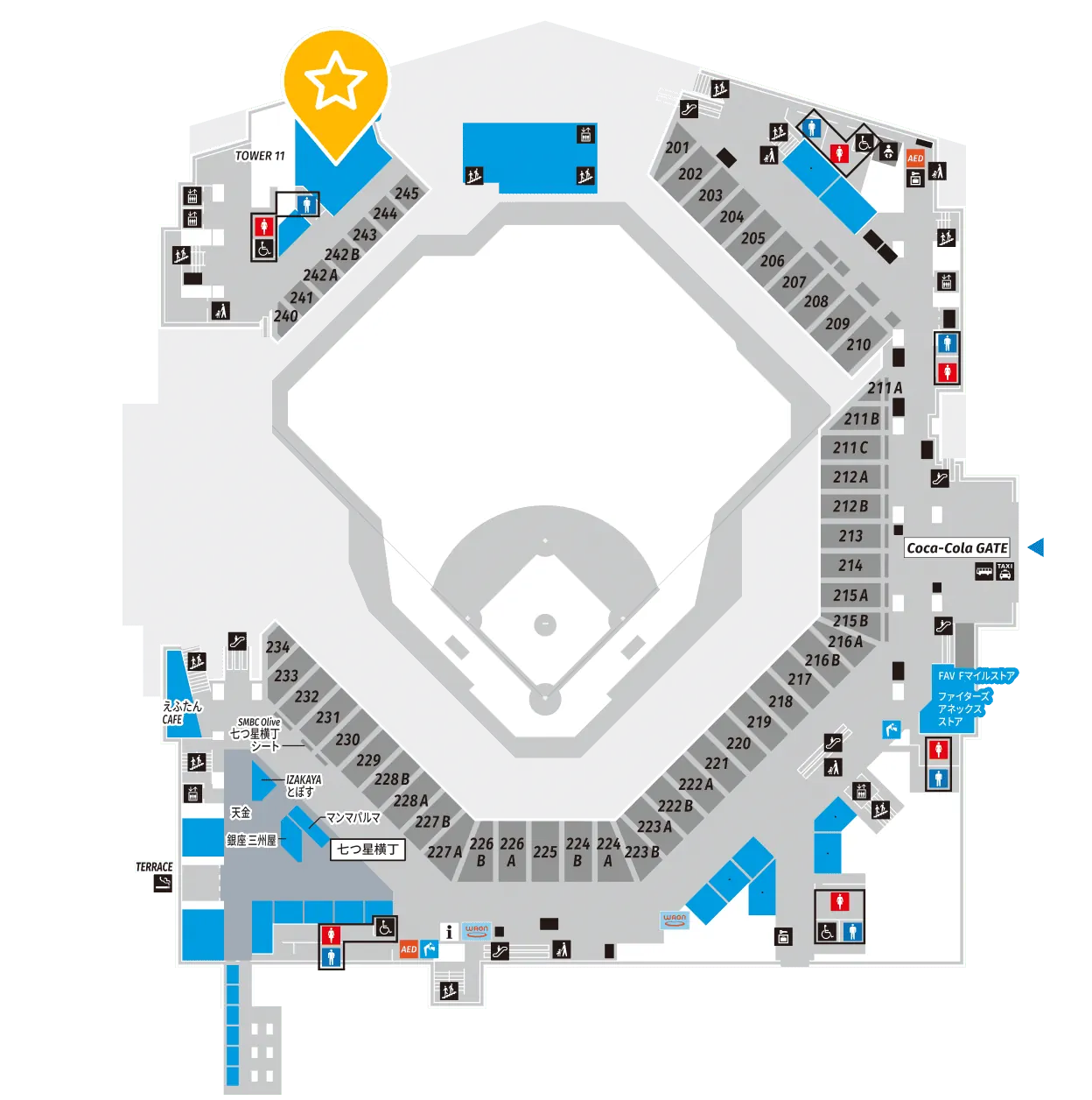 tower eleven baseballの位置